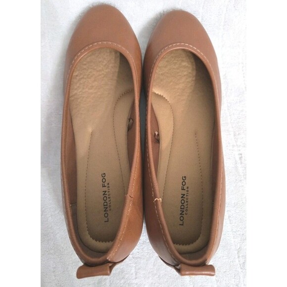 London Fog Ballet Flats Sz 10 Brown Comfortable Slip On Shoes Classic Minimalist - Picture 8 of 10